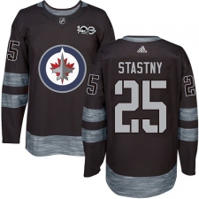 Men's Adidas Winnipeg Jets #25 Paul Stastny Premier Black 1917-2017 100th Anniversary NHL Jersey