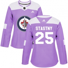 Women's Adidas Winnipeg Jets #25 Paul Stastny Authentic Purple Fights Cancer Practice NHL Jersey