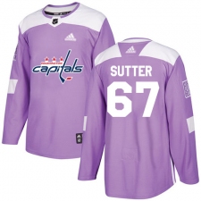 Men's Adidas Washington Capitals #67 Riley Sutter Authentic Purple Fights Cancer Practice NHL Jersey