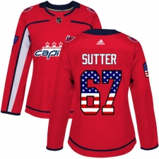 Women's Adidas Washington Capitals #67 Riley Sutter Authentic Red USA Flag Fashion NHL Jersey