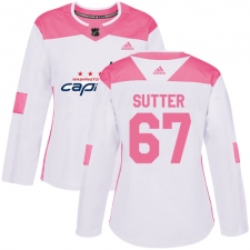 Women's Adidas Washington Capitals #67 Riley Sutter Authentic White Pink Fashion NHL Jersey