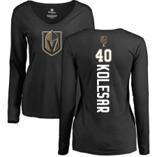 NHL Women's Adidas Vegas Golden Knights #40 Ryan Carpenter Black Backer Slim Fit Long Sleeve T-Shirt