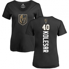 NHL Women's Adidas Vegas Golden Knights #40 Ryan Carpenter Black Backer Slim Fit V-Neck T-Shirt