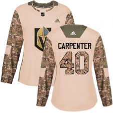 Women's Adidas Vegas Golden Knights #40 Ryan Carpenter Authentic Camo Veterans Day Practice NHL Jersey