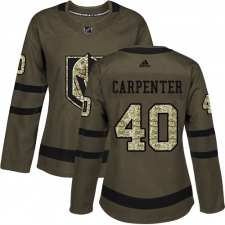 Women's Adidas Vegas Golden Knights #40 Ryan Carpenter Authentic Green Salute to Service NHL Jersey