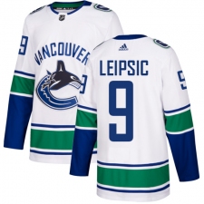 Men's Adidas Vancouver Canucks #9 Brendan Leipsic Authentic White Away NHL Jersey