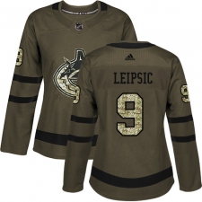 Women's Adidas Vancouver Canucks #9 Brendan Leipsic Authentic Green Salute to Service NHL Jersey