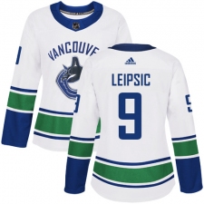 Women's Adidas Vancouver Canucks #9 Brendan Leipsic Authentic White Away NHL Jersey