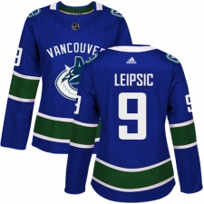 Women's Adidas Vancouver Canucks #9 Brendan Leipsic Premier Blue Home NHL Jersey