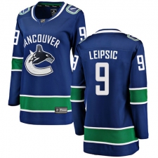 Women's Vancouver Canucks #9 Brendan Leipsic Fanatics Branded Blue Home Breakaway NHL Jersey