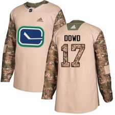 Men's Adidas Vancouver Canucks #17 Nic Dowd Authentic Camo Veterans Day Practice NHL Jersey