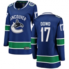 Women's Vancouver Canucks #17 Nic Dowd Fanatics Branded Blue Home Breakaway NHL Jersey