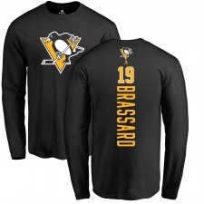 NHL Adidas Pittsburgh Penguins #19 Derick Brassard Black Backer Long Sleeve T-Shirt