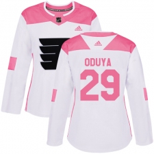Women's Adidas Philadelphia Flyers #29 Johnny Oduya Authentic White Pink Fashion NHL Jersey