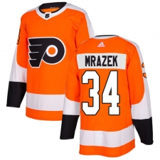 Men's Adidas Philadelphia Flyers #34 Petr Mrazek Authentic Orange Home NHL Jersey