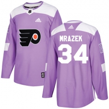 Men's Adidas Philadelphia Flyers #34 Petr Mrazek Authentic Purple Fights Cancer Practice NHL Jersey