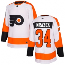 Men's Adidas Philadelphia Flyers #34 Petr Mrazek Authentic White Away NHL Jersey