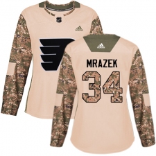 Women's Adidas Philadelphia Flyers #34 Petr Mrazek Authentic Camo Veterans Day Practice NHL Jersey