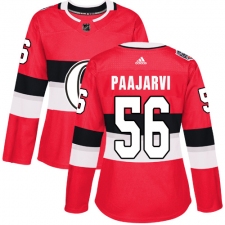 Women's Adidas Ottawa Senators #56 Magnus Paajarvi Authentic Red 2017 100 Classic NHL Jersey