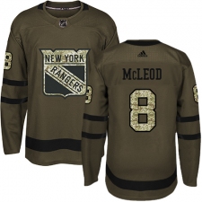 Youth Adidas New York Rangers #8 Cody McLeod Authentic Green Salute to Service NHL Jersey