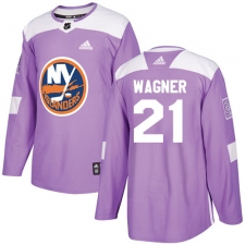 Youth Adidas New York Islanders #21 Chris Wagner Authentic Purple Fights Cancer Practice NHL Jersey