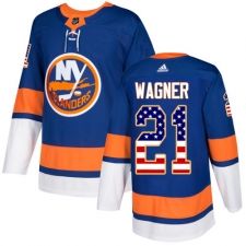Youth Adidas New York Islanders #21 Chris Wagner Authentic Royal Blue USA Flag Fashion NHL Jersey