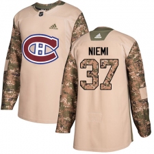 Men's Adidas Montreal Canadiens #37 Antti Niemi Authentic Camo Veterans Day Practice NHL Jersey