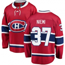 Men's Montreal Canadiens #37 Antti Niemi Authentic Red Home Fanatics Branded Breakaway NHL Jersey
