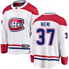 Youth Montreal Canadiens #37 Antti Niemi Authentic White Away Fanatics Branded Breakaway NHL Jersey