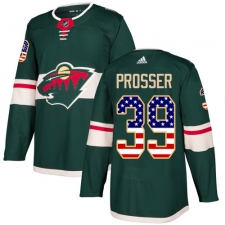 Men's Adidas Minnesota Wild #39 Nate Prosser Authentic Green USA Flag Fashion NHL Jersey