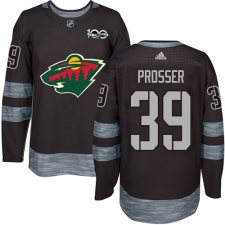 Men's Adidas Minnesota Wild #39 Nate Prosser Premier Black 1917-2017 100th Anniversary NHL Jersey
