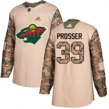 Youth Adidas Minnesota Wild #39 Nate Prosser Authentic Camo Veterans Day Practice NHL Jersey