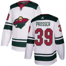 Youth Adidas Minnesota Wild #39 Nate Prosser Authentic White Away NHL Jersey