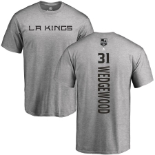 NHL Adidas Los Angeles Kings #31 Scott Wedgewood Ash Backer T-Shirt