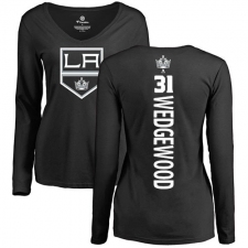 NHL Women's Adidas Los Angeles Kings #31 Scott Wedgewood Black Backer Long Sleeve T-Shirt