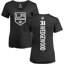 NHL Women's Adidas Los Angeles Kings #31 Scott Wedgewood Black Backer T-Shirt
