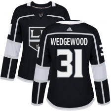 Women's Adidas Los Angeles Kings #31 Scott Wedgewood Authentic Black Home NHL Jersey