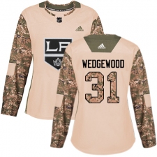 Women's Adidas Los Angeles Kings #31 Scott Wedgewood Authentic Camo Veterans Day Practice NHL Jersey