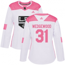 Women's Adidas Los Angeles Kings #31 Scott Wedgewood Authentic White Pink Fashion NHL Jersey