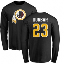 NFL Nike Washington Redskins #23 Quinton Dunbar Black Name & Number Logo Long Sleeve T-Shirt