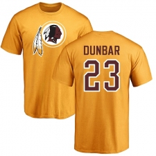 NFL Nike Washington Redskins #23 Quinton Dunbar Gold Name & Number Logo T-Shirt
