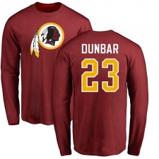 NFL Nike Washington Redskins #23 Quinton Dunbar Maroon Name & Number Logo Long Sleeve T-Shirt