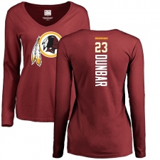 NFL Women's Nike Washington Redskins #23 Quinton Dunbar Maroon Backer Long Sleeve T-Shirt