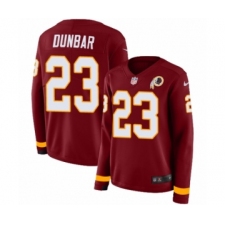 Women's Nike Washington Redskins #23 Quinton Dunbar Limited Burgundy Therma Long Sleeve NFL Jersey