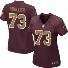 Women's Nike Washington Redskins #73 Chase Roullier Game Burgundy Red Gold Number Alternate 80TH Anniversary NFL Jersey