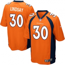 Men's Nike Denver Broncos #30 Phillip Lindsay Game Orange Team Color NFL Jersey