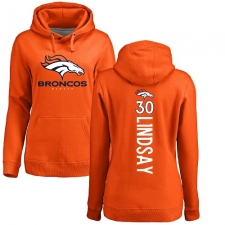 NFL Women's Nike Denver Broncos #30 Phillip Lindsay Orange Backer Pullover Hoodie