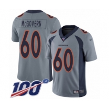 Men's Denver Broncos #60 Connor McGovern Limited Silver Inverted Legend 100th Season Football Jersey