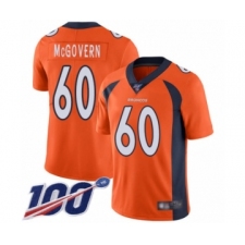 Men's Denver Broncos #60 Connor McGovern Orange Team Color Vapor Untouchable Limited Player 100th Season Football Jersey