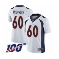 Men's Denver Broncos #60 Connor McGovern White Vapor Untouchable Limited Player 100th Season Football Jersey